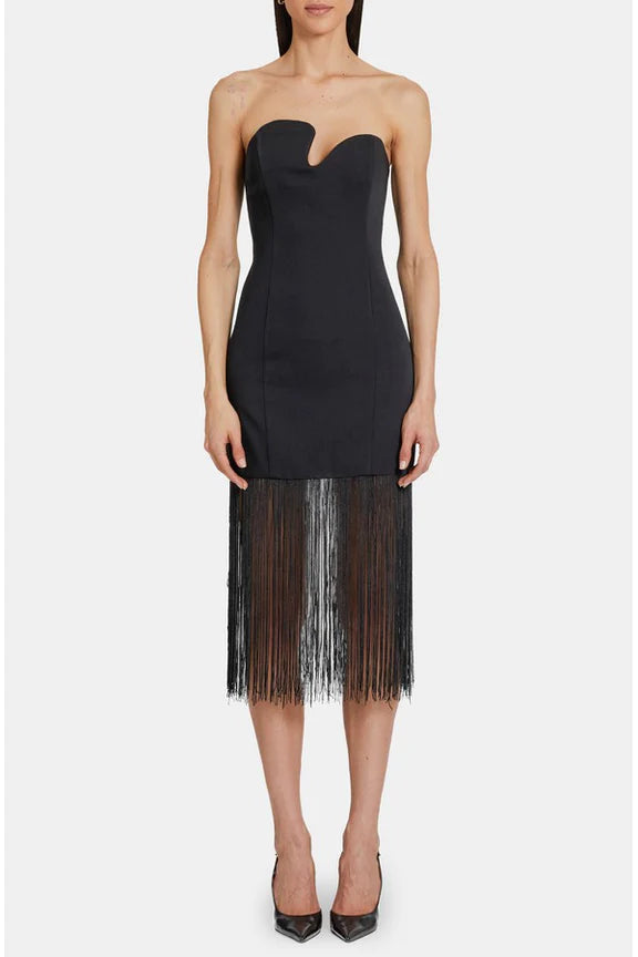 Strapless Puzzle Dress with Fringe