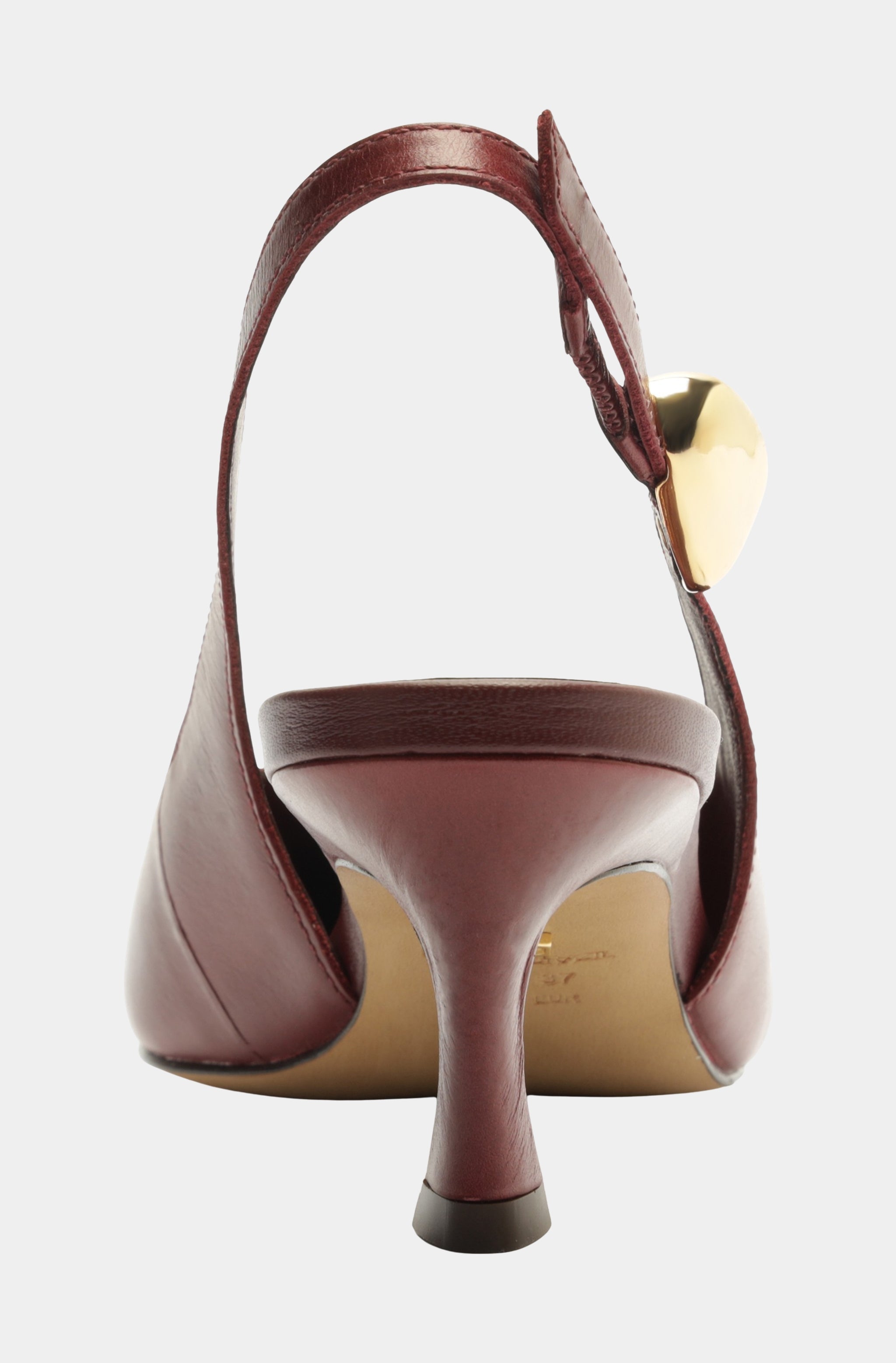 Deep Red Kitten Heel with Gold Detail