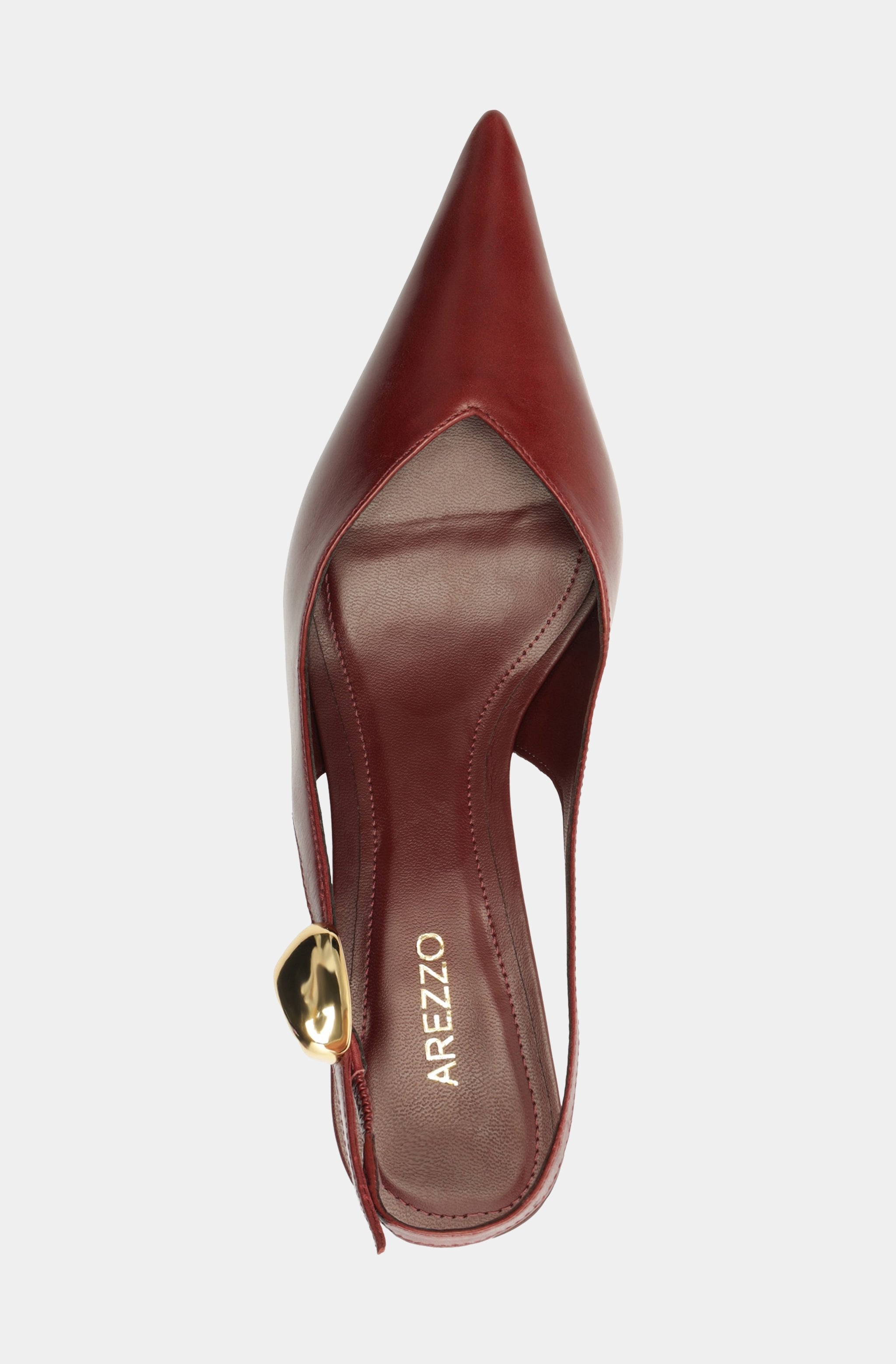 Deep Red Kitten Heel with Gold Detail