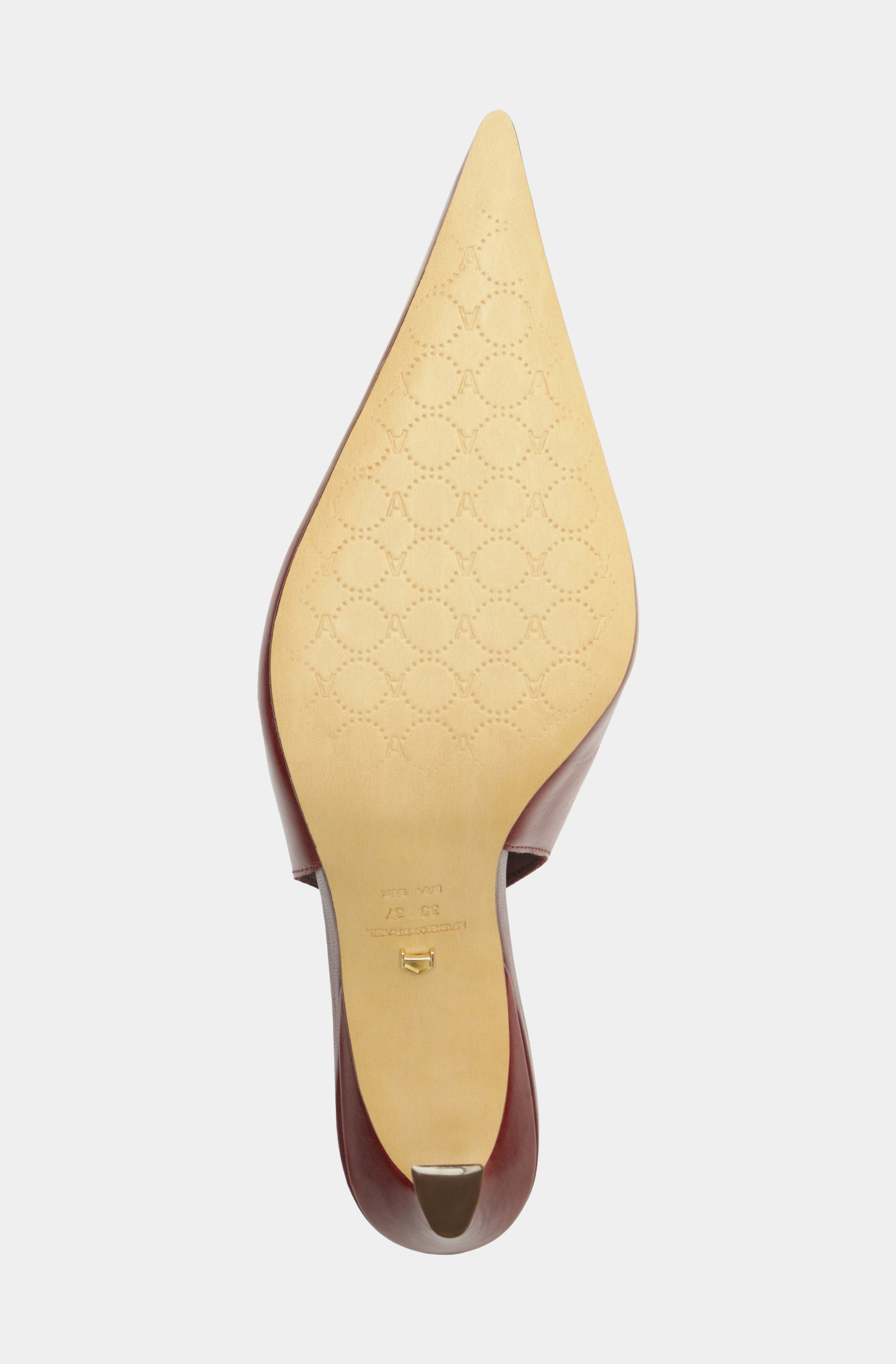 Deep Red Kitten Heel with Gold Detail