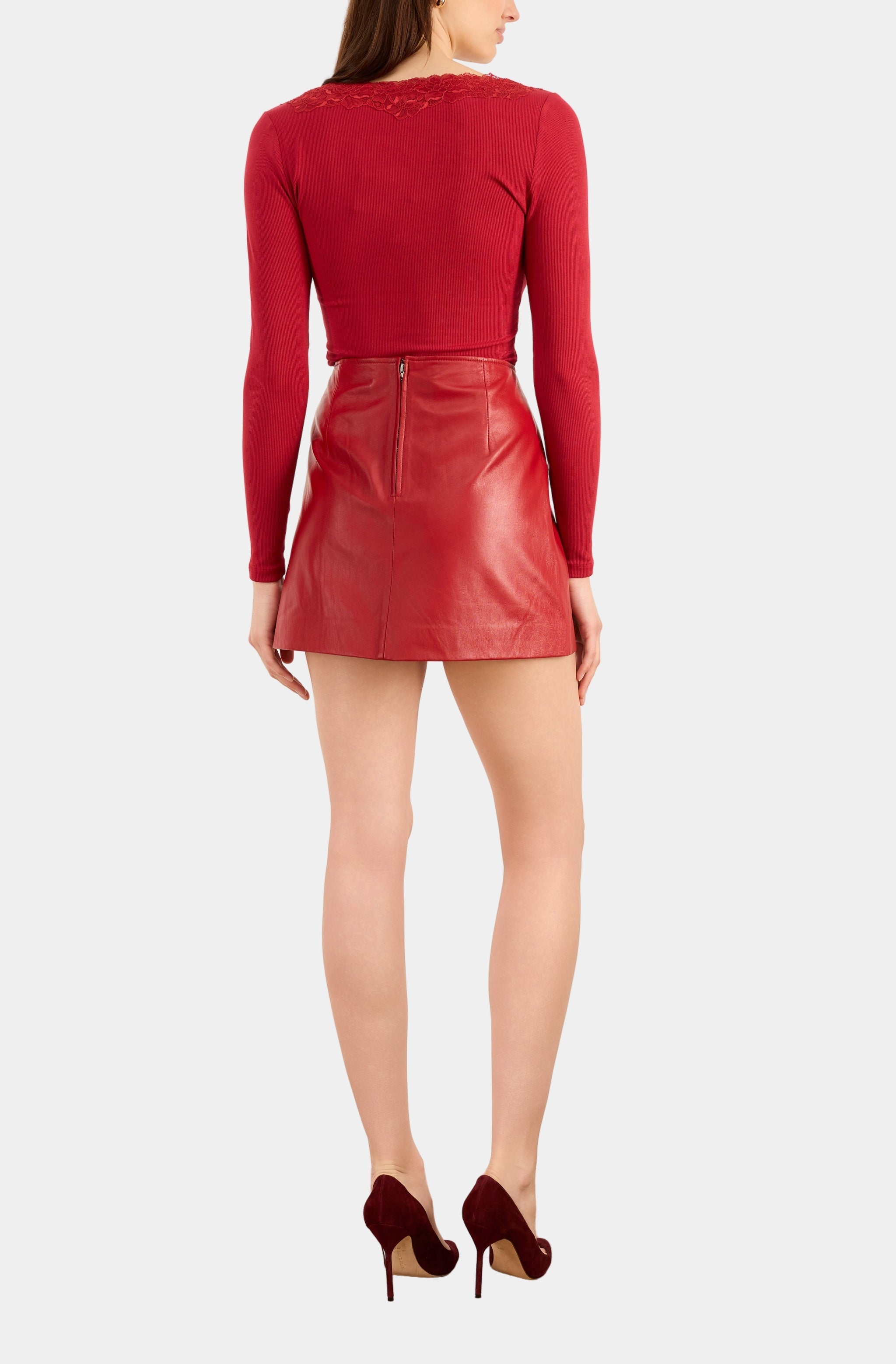 Cillian Genuine Leather Mini Skirt