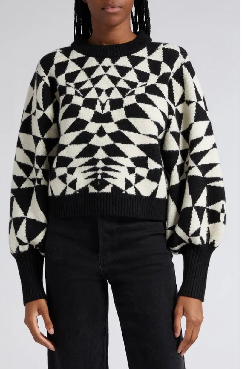 Heart Deco Black Knit Sweater