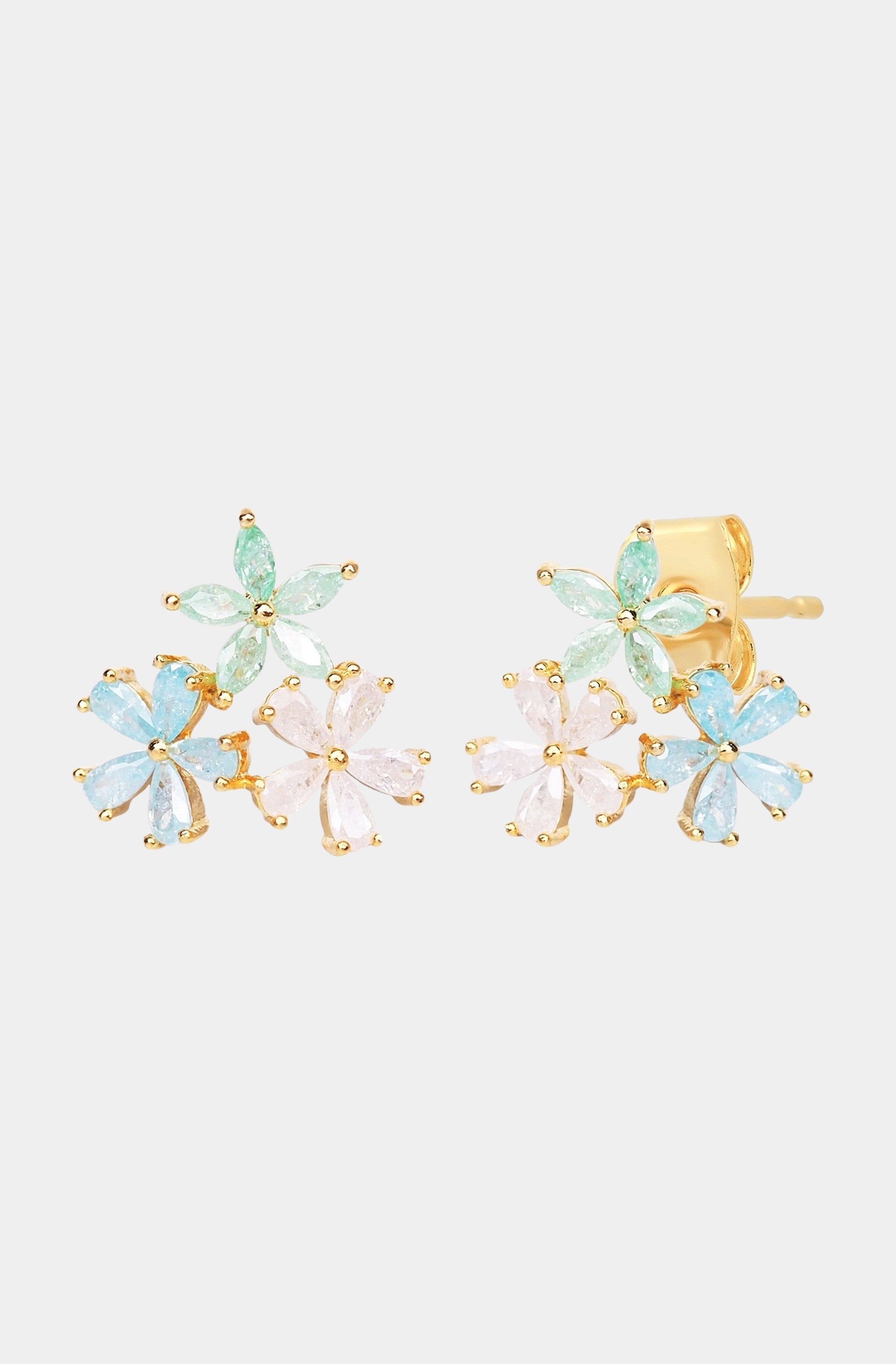 Trio Pastel Flowers Studs