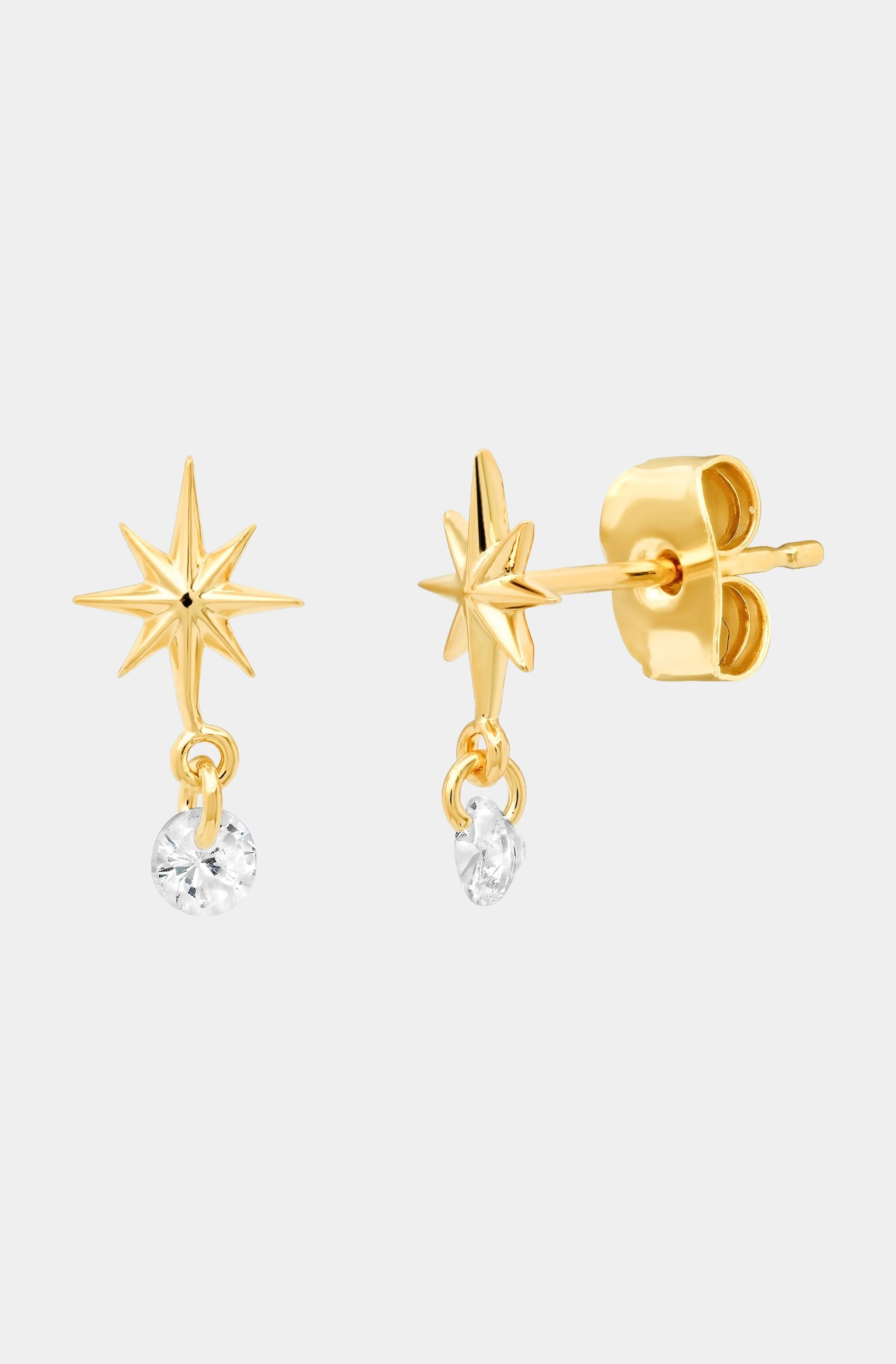 Starburst Studs with CZ Dangle
