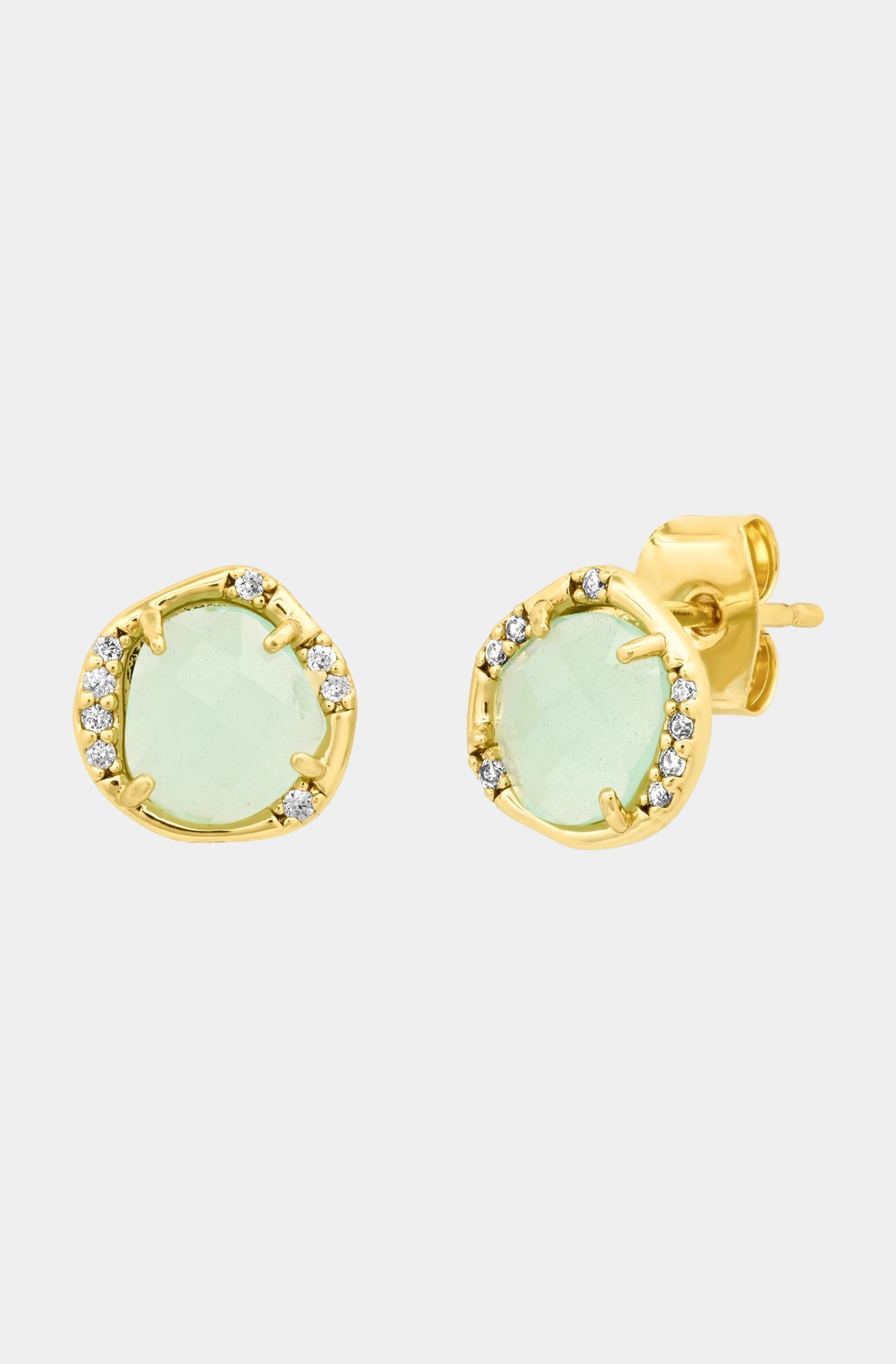 Organic Stone Stud with CZ Accents