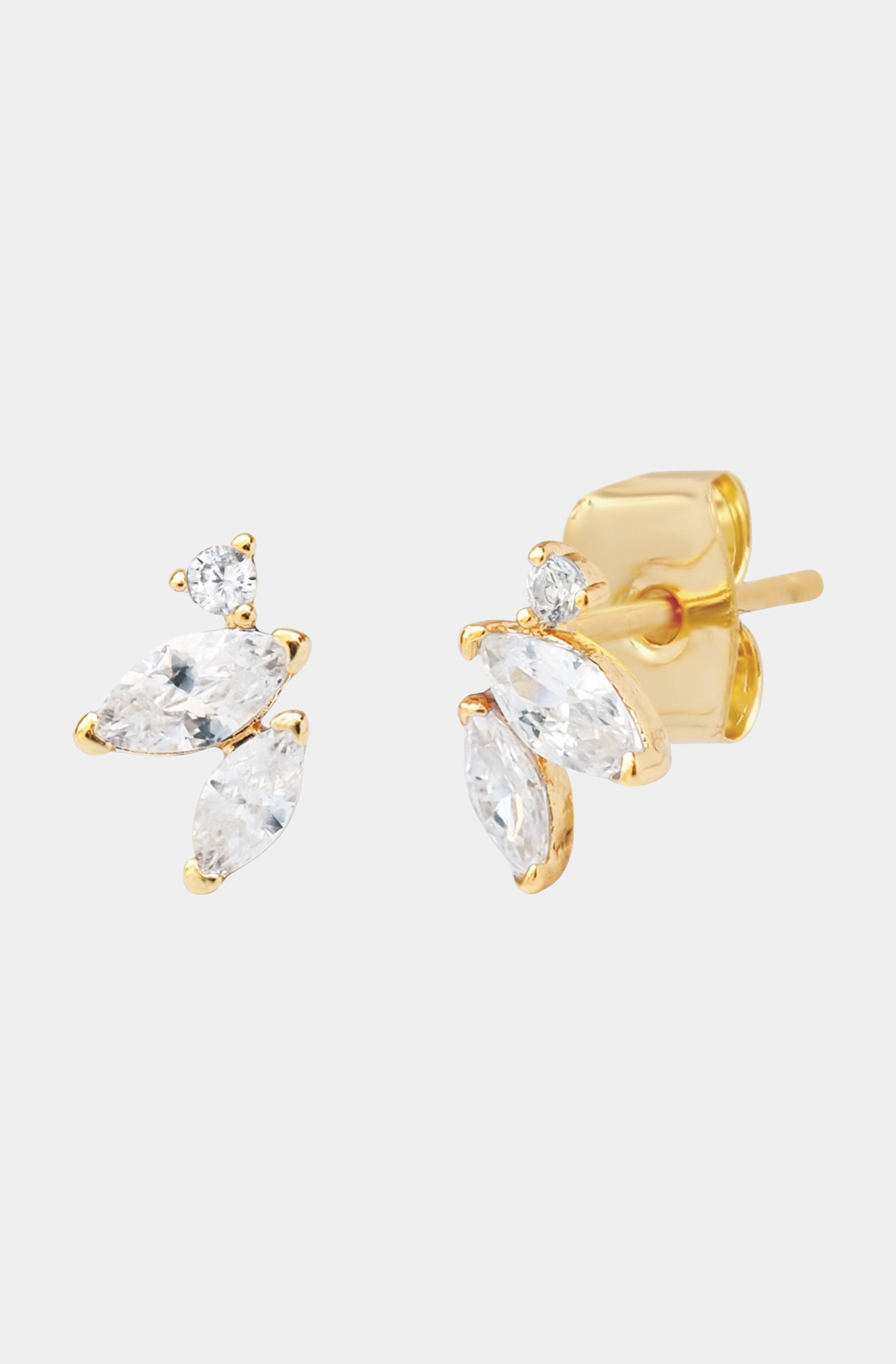 Triple Mixed Shape Cz Stud