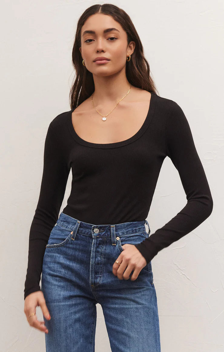 Lilah Long Sleeve Rib Bodysuit