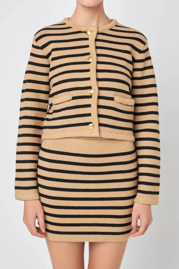 Knit Striped Sweater Cardigan
