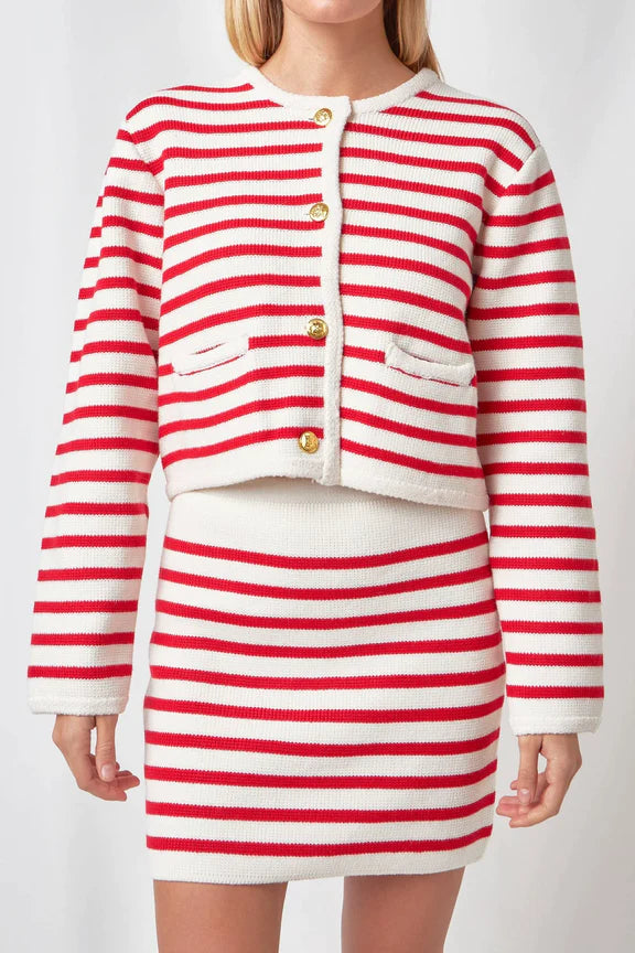 Knit Striped Sweater Cardigan