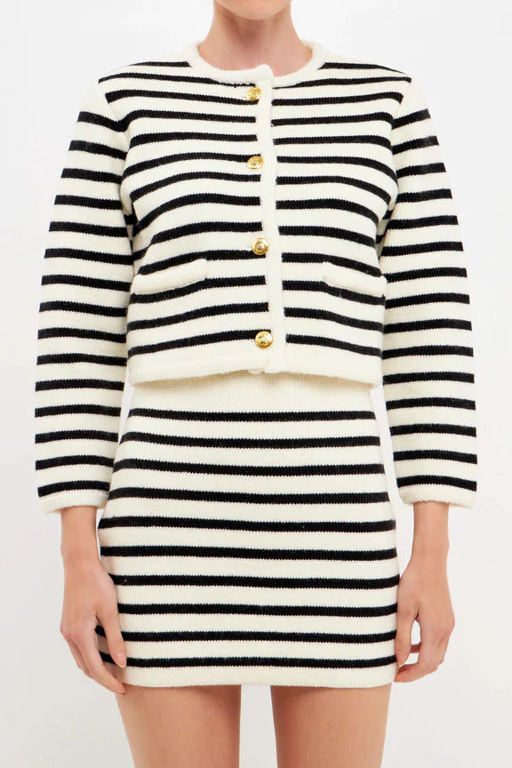 Knit Striped Sweater Cardigan