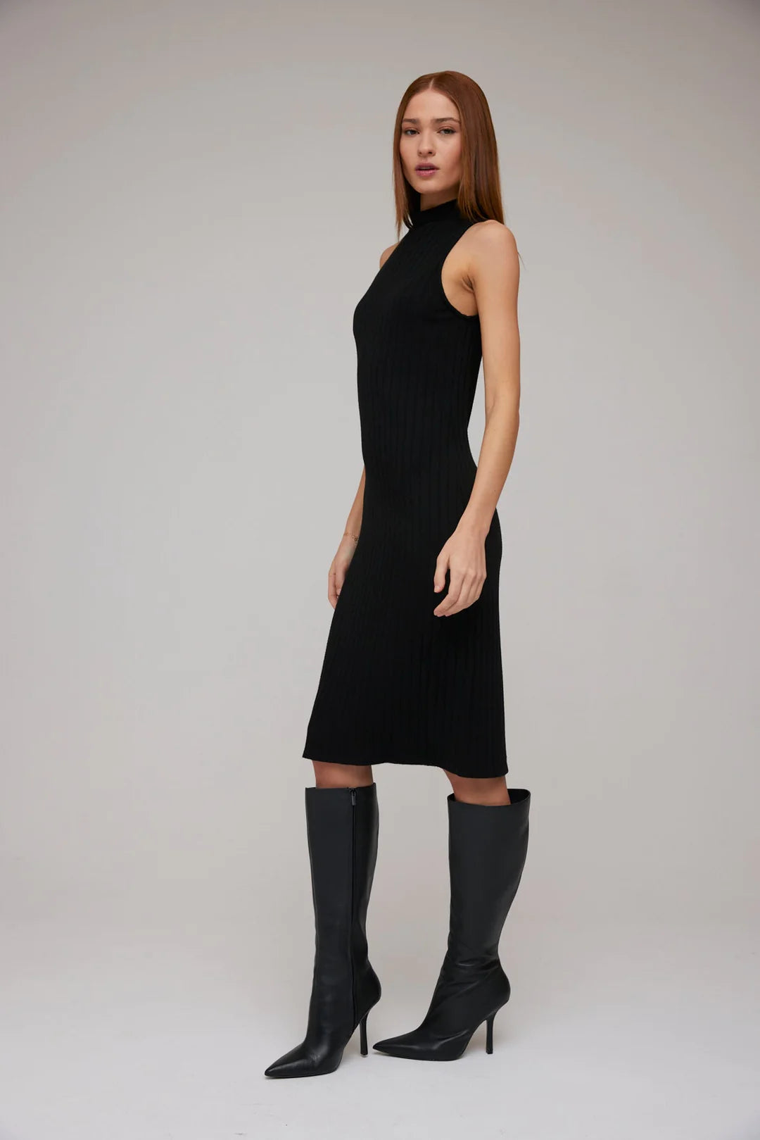 Turtleneck Sleeveless Midi Dress
