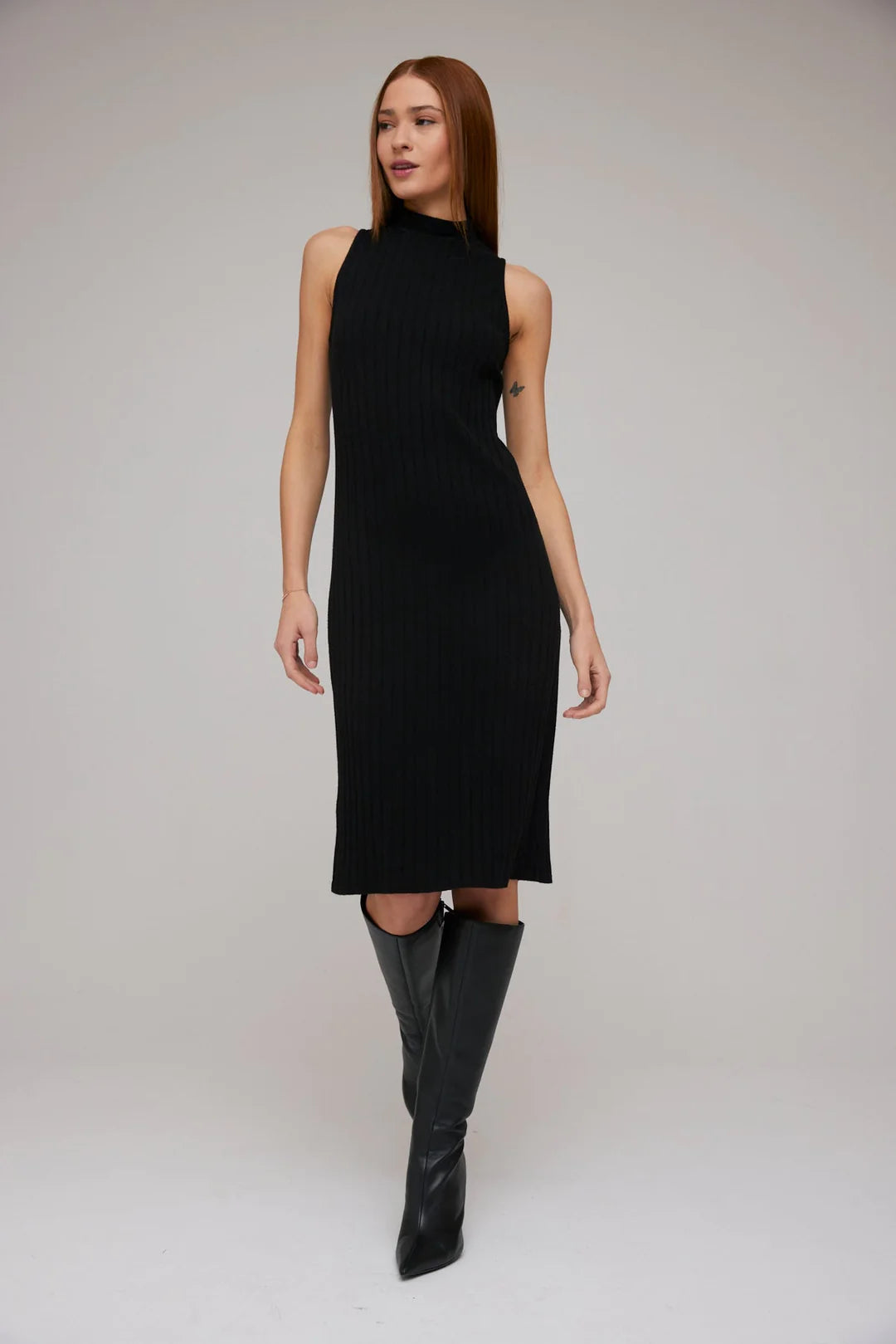 Turtleneck Sleeveless Midi Dress