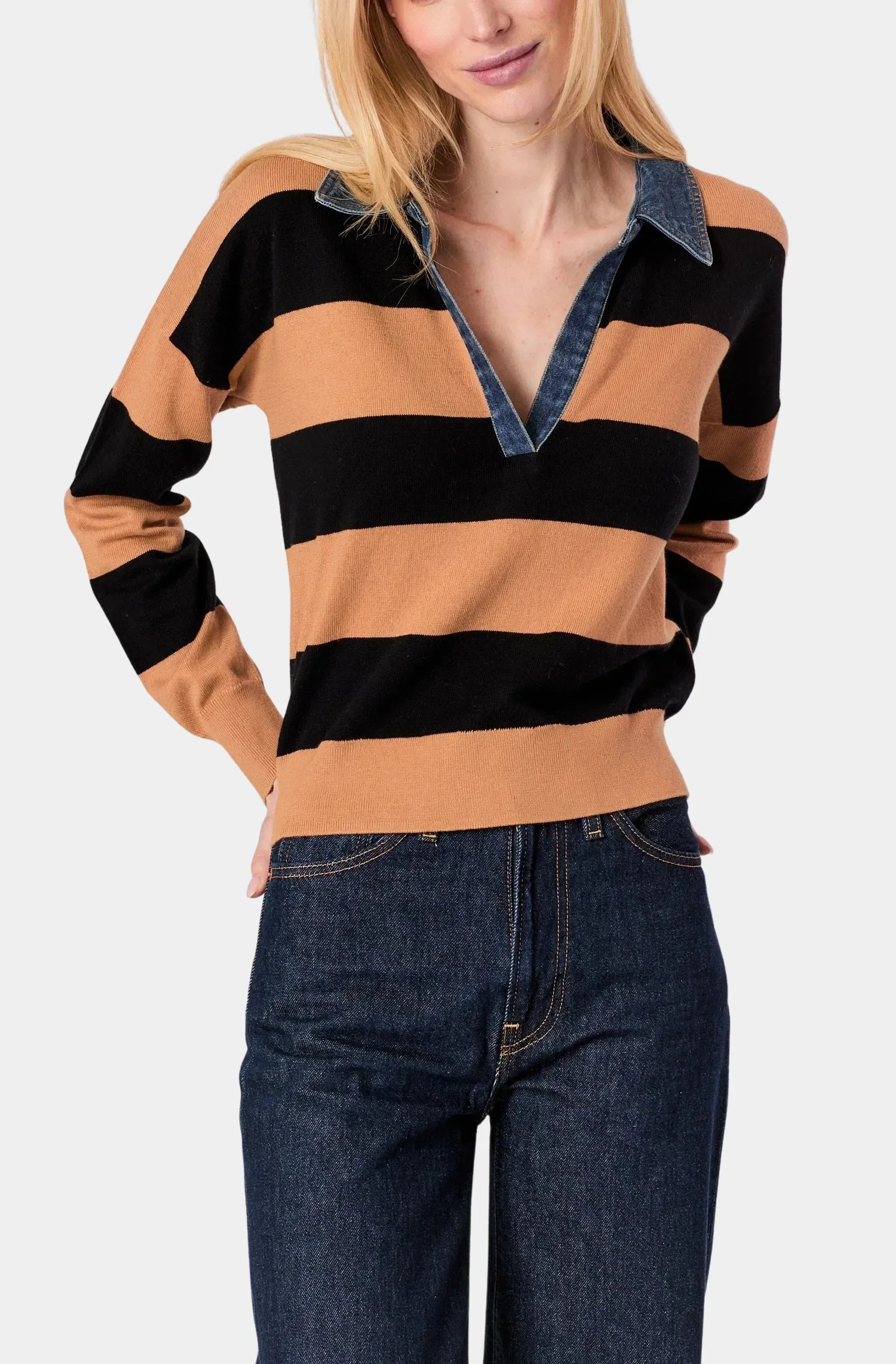 Denim Collar Polo