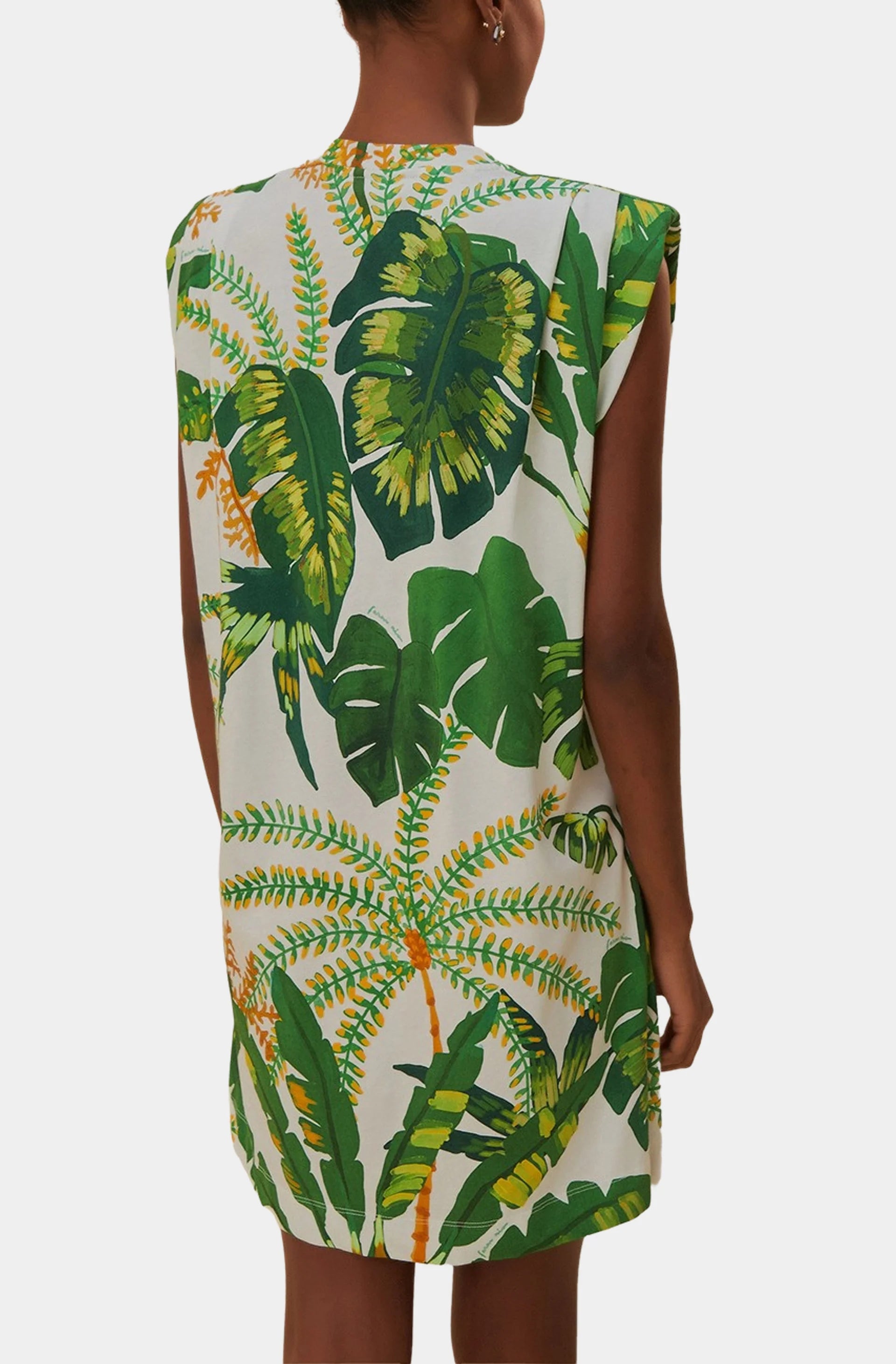 Tropical Forest Off White T-shirt Dress