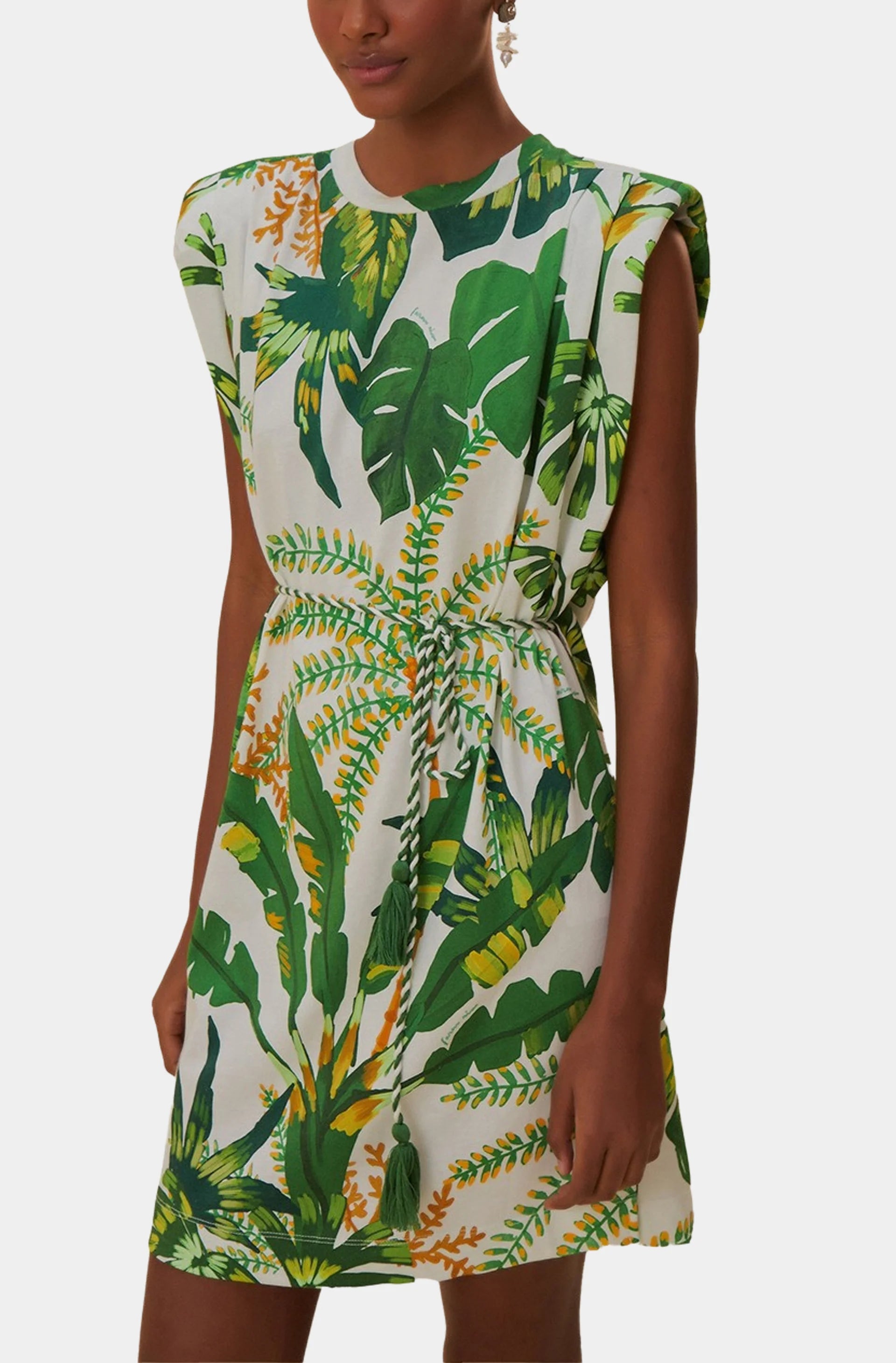 Tropical Forest Off White T-shirt Dress