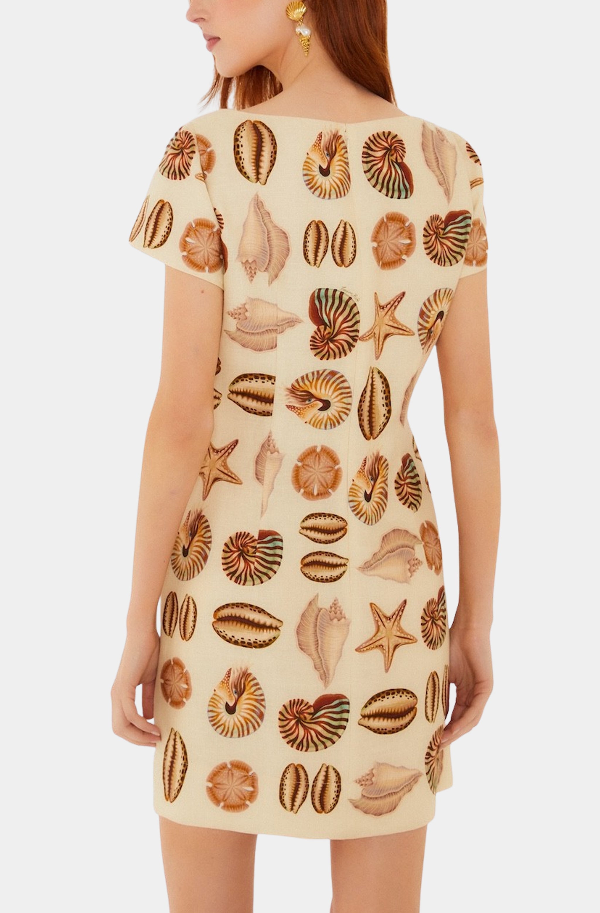 Marine Shells Sand Short Sleeve Mini Dress
