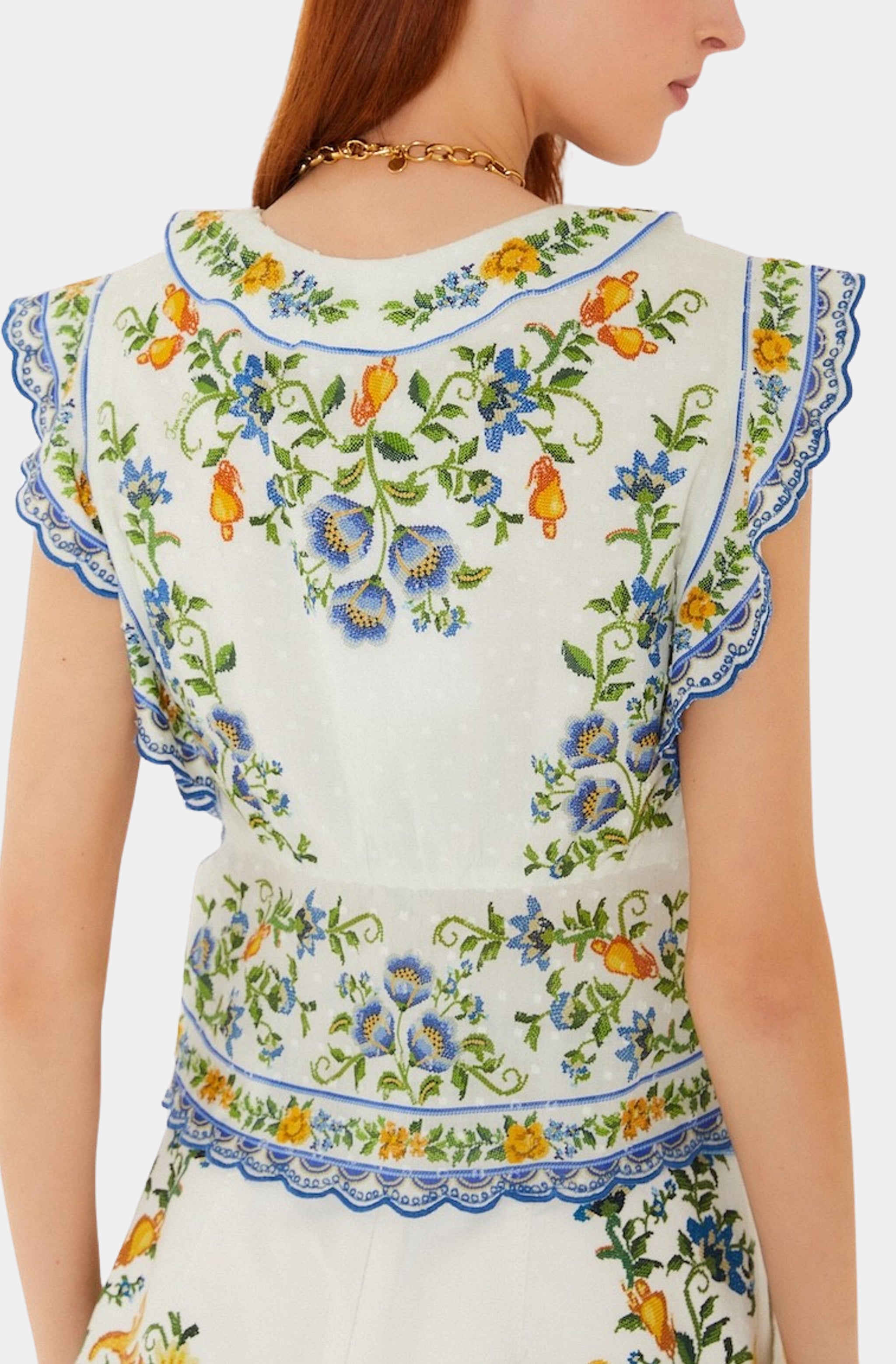 Emily Floral Tapestry Off-White Blouse
