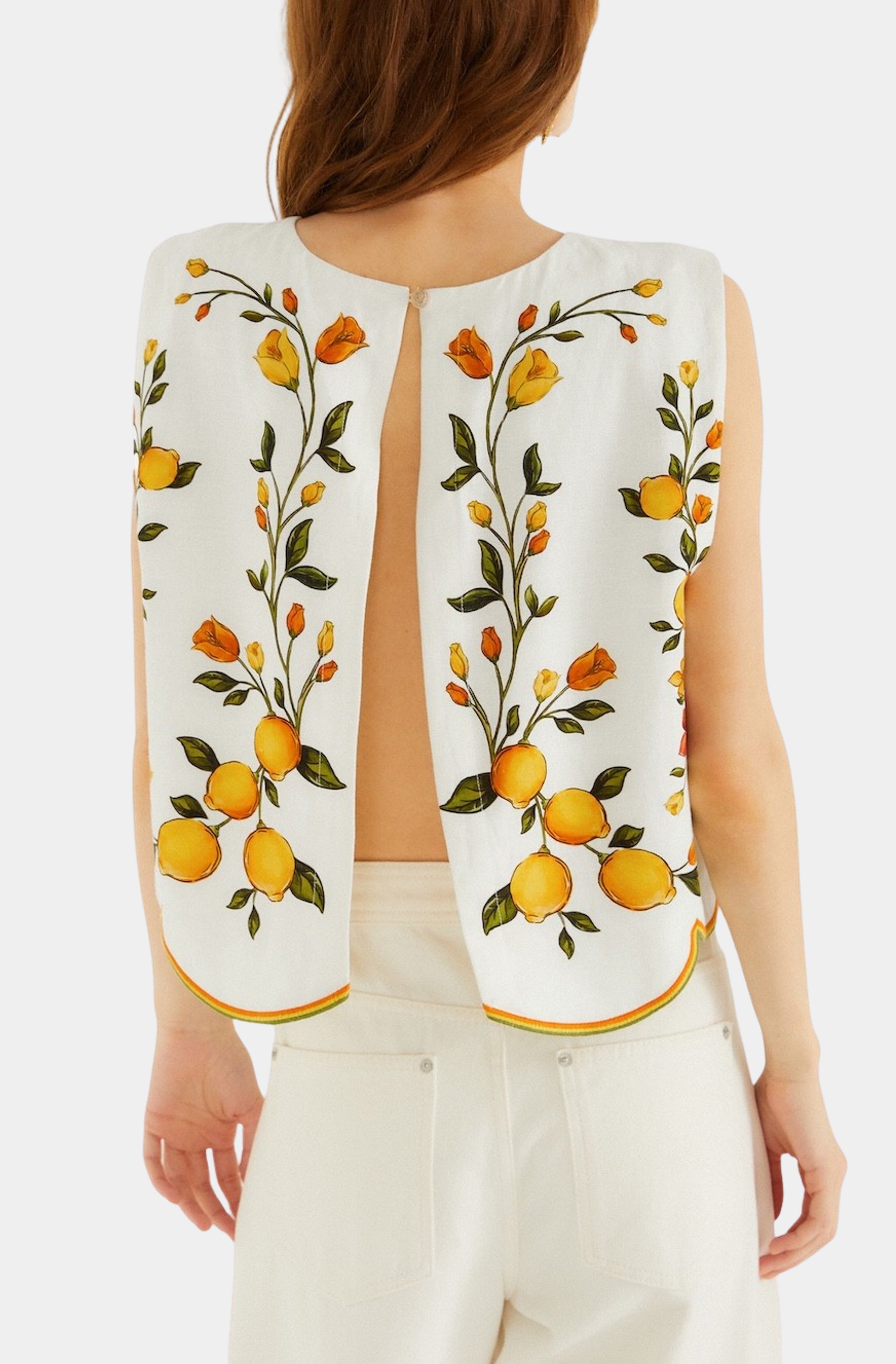 Lemon Bouquet Off-White Blouse