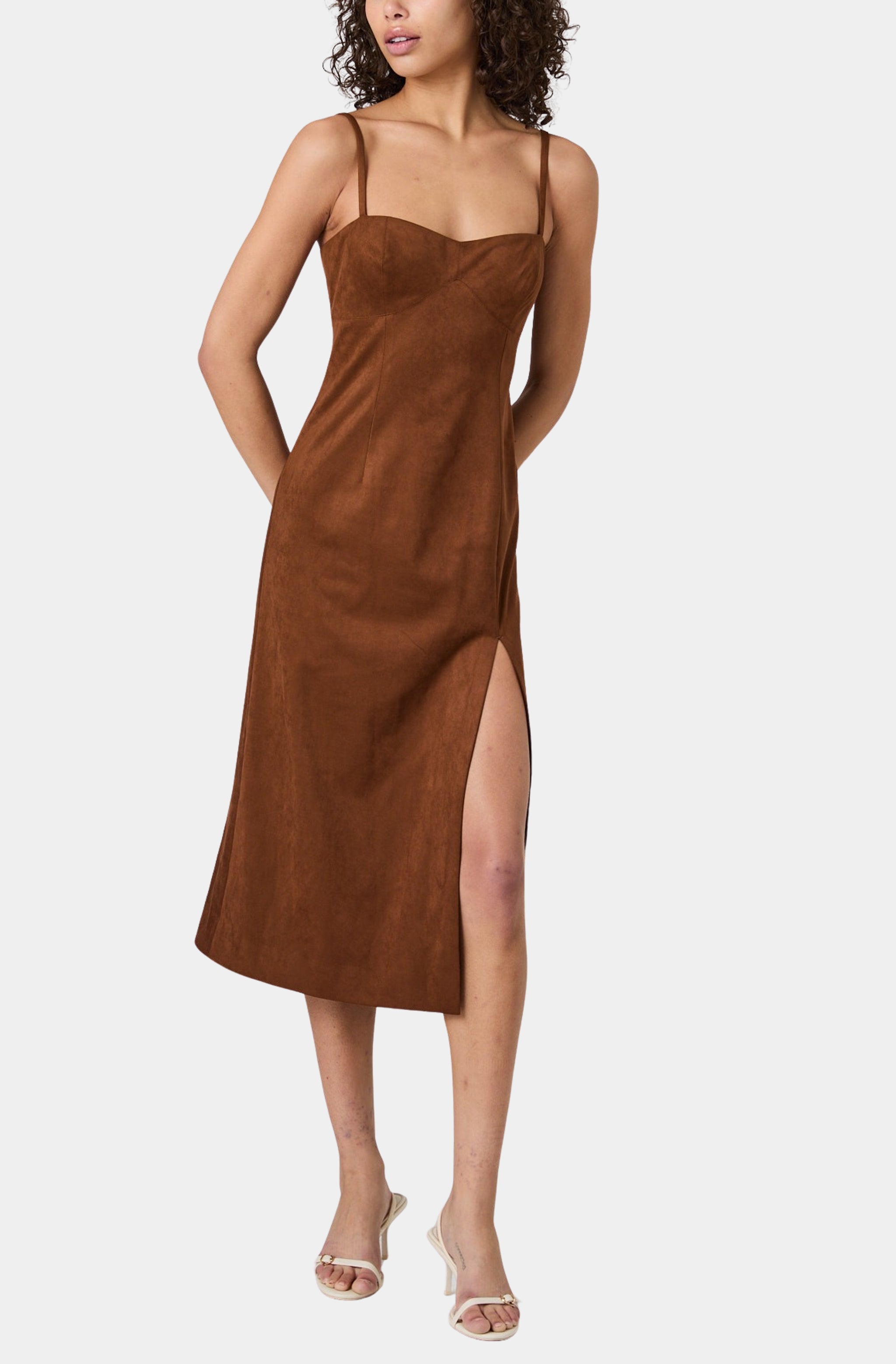 Sonja Suede Slit Midi Dress