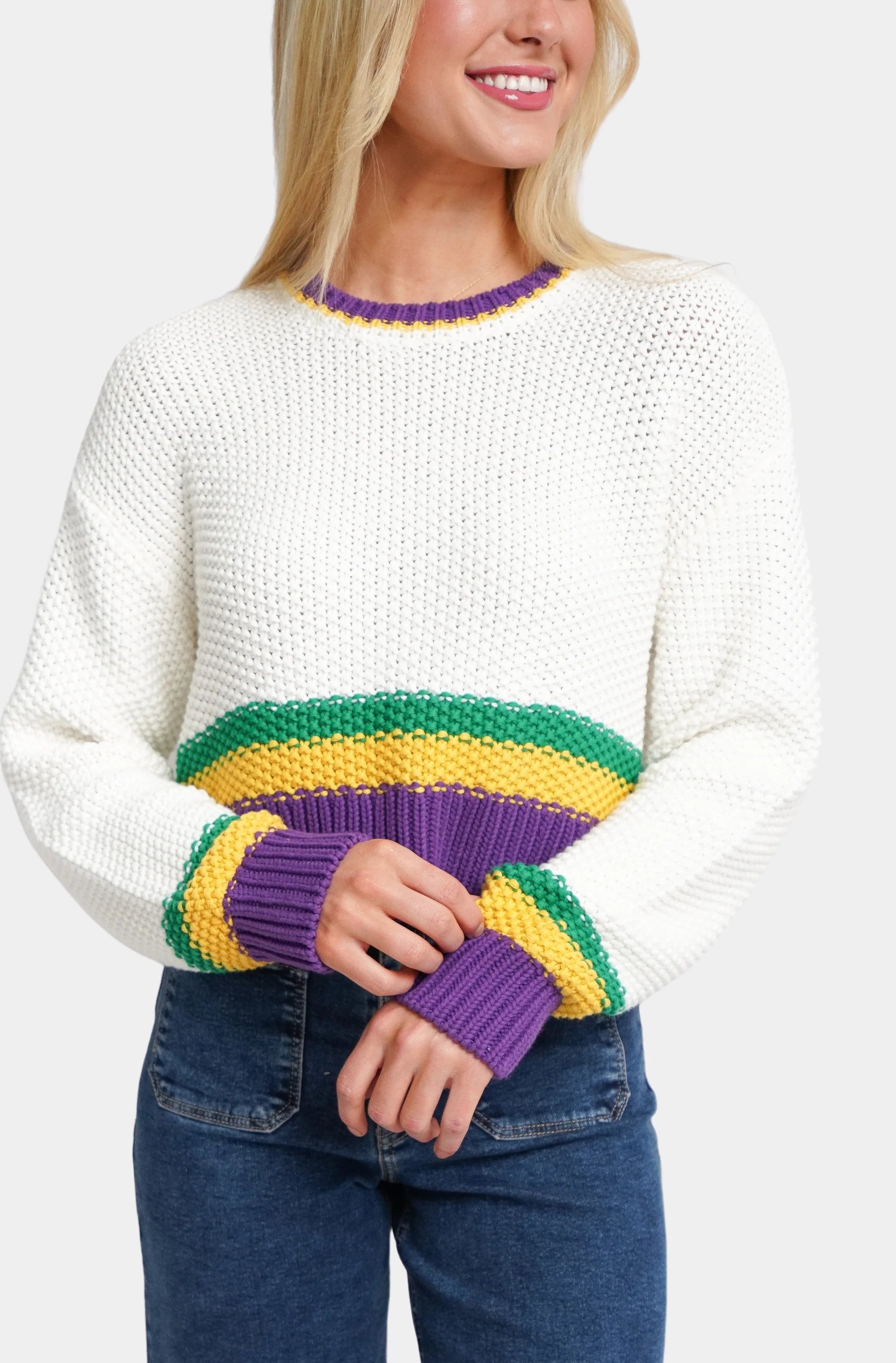 Hemline Exclusive Only One Mardi Gras Sweater