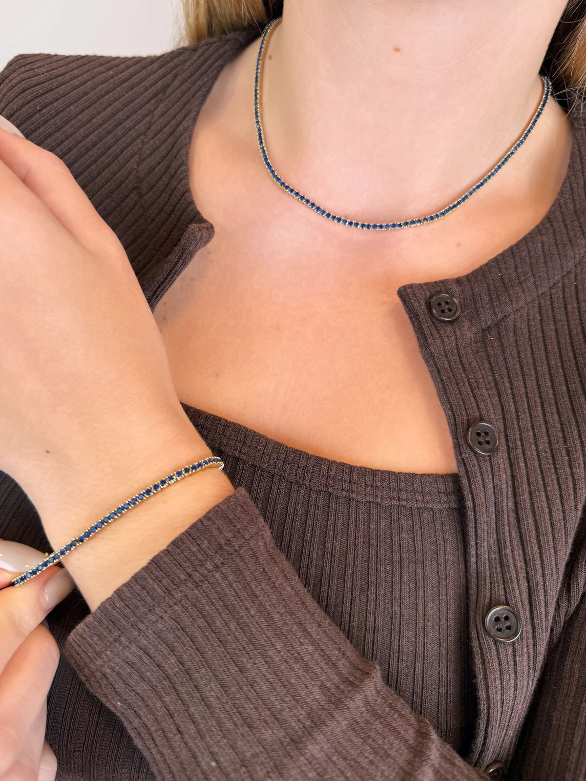 Blue Sapphire CZ Tennis Necklace